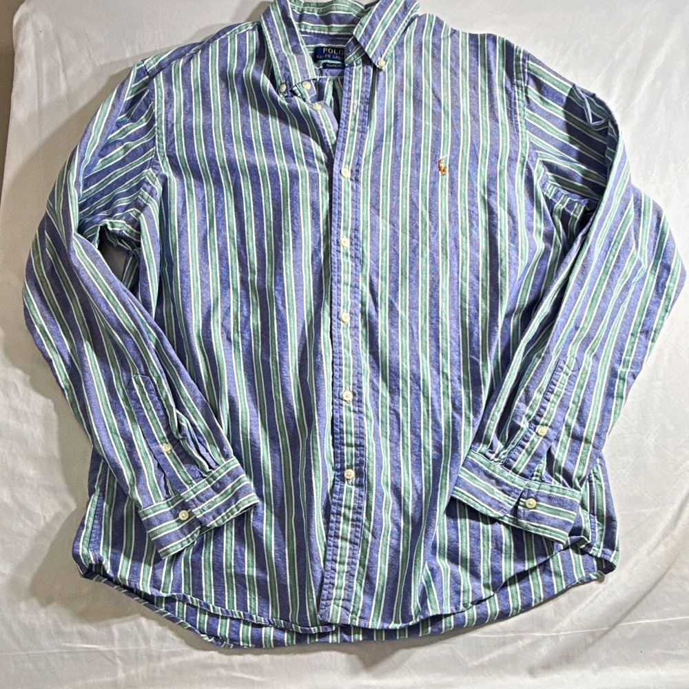 Polo Ralph Lauren Classic Fit Men's XL Blue/Green/White Striped Button-Down